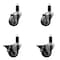 Service Caster 3'' Gray Poly Wheel Swivel 1-1/4'' Expanding Stem Caster Set 2 Brakes, 4PK SCC-EX20S314-PPUB-2-PLB-2-114 - alternate 1